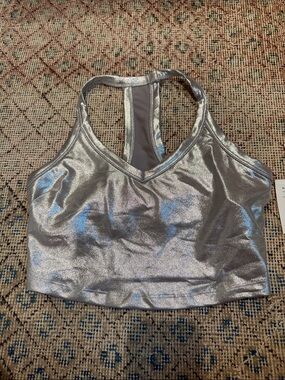 Beyond Yoga Silver Shimmery Racerback Crop Top